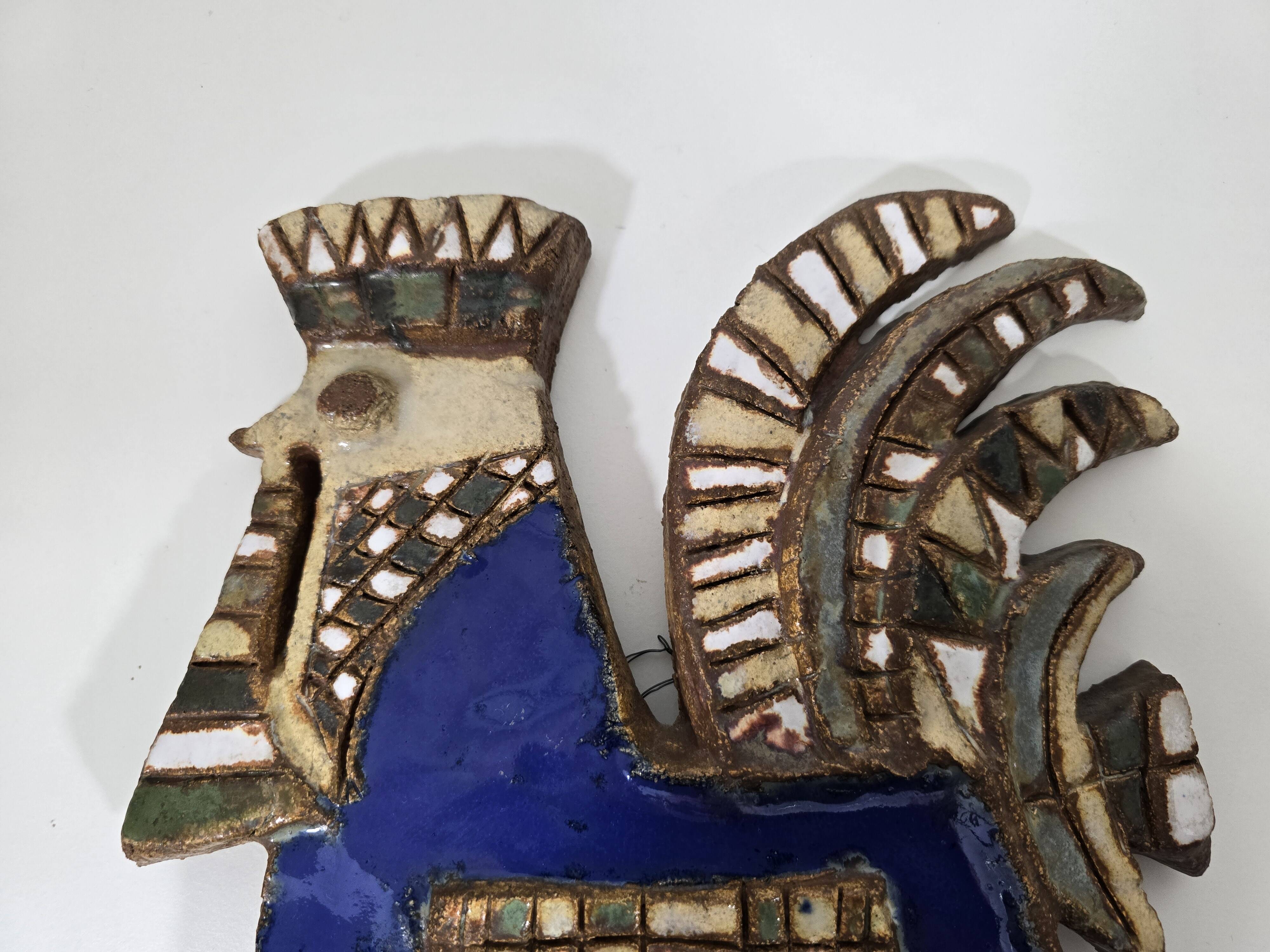 Ceramic wall plaque "Rooster" – Les Argonautes, Vallauris, 1960s