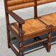 Bench and 2 chairs in solid oak and straw, French craftsmanship from 1940.