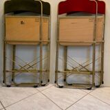 Velvet folding chair with gold metal.