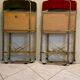 Velvet folding chair with gold metal.