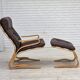 1970s, Norwegian design by Elsa & Nordahl Solheim, set of chair with stool.