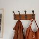 Vintage wall coat rack in patinated wood and metal – 4 double hooks