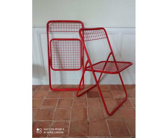 Paire de chaises pliantes vintage en metal | Selency