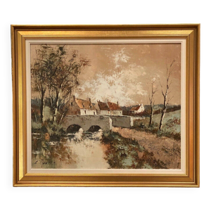 Huile sur toile chaumières