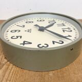 Grey Industrial Factory Wall Clock from Pragotron, 1950s