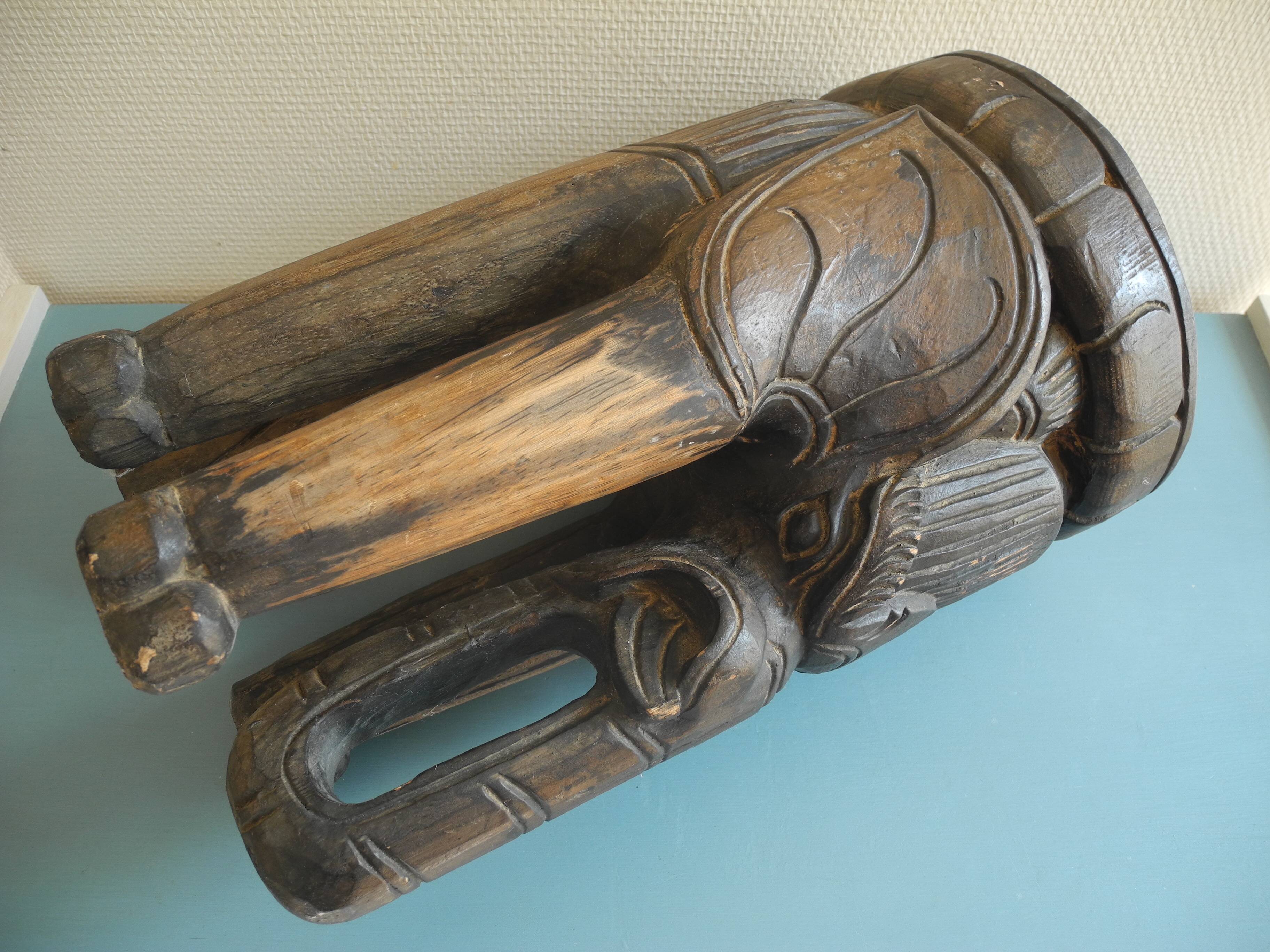 elephant stool plant holder vintage African art 50s