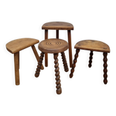 Set of four rustic solid wood plant holders, 31 to 43 cm