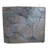 Ancienne carte scolaire de géographie France voies navigables aviation TSF par Gibert