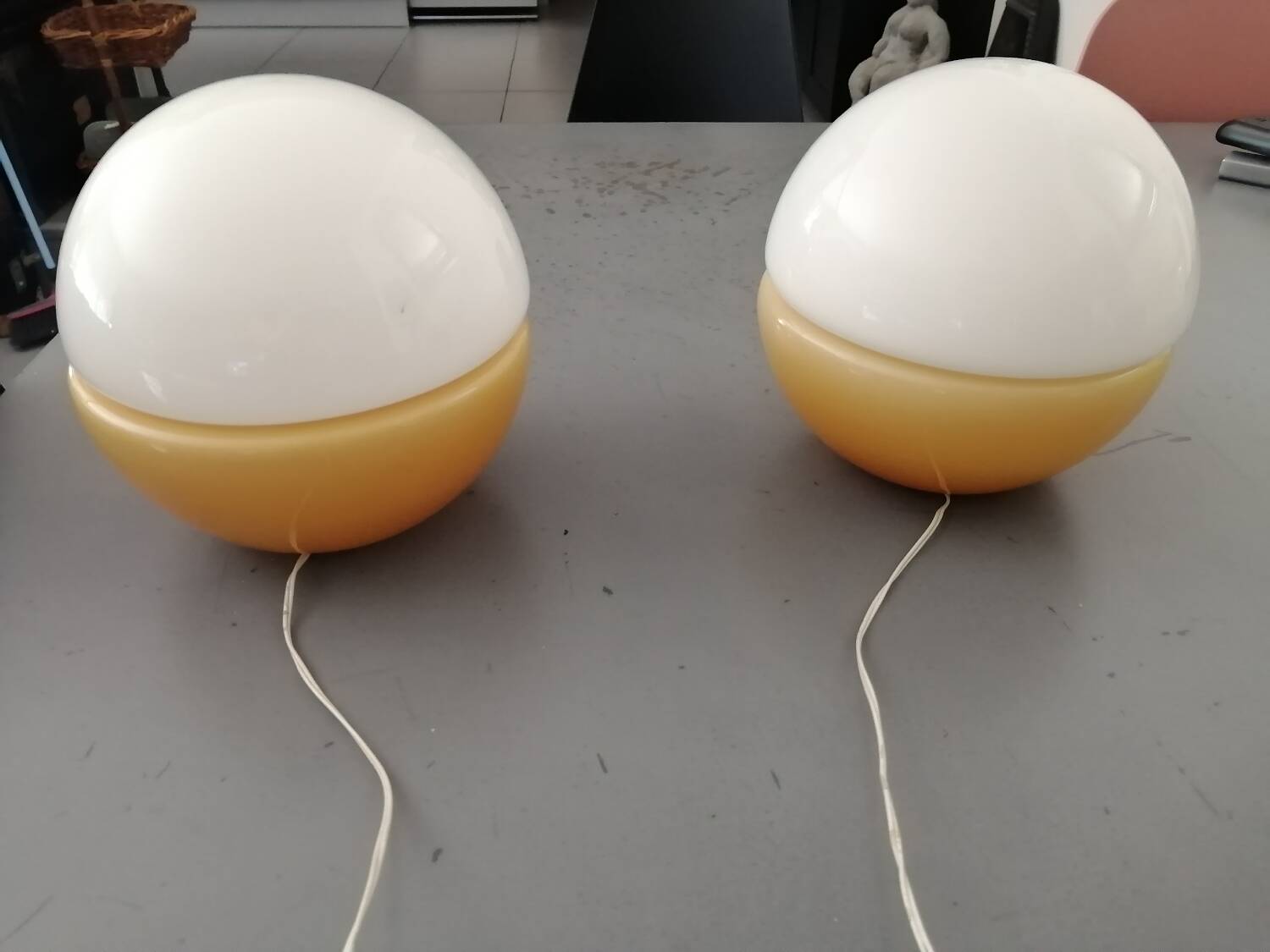 Pair of vintage glass table lamps