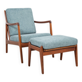 Midcentury Danish easy chair & ottoman in teak Ole Wanscher - France & Søn