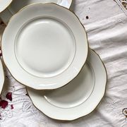 6 old Sologne Lamotte porcelain flat plates with gilding