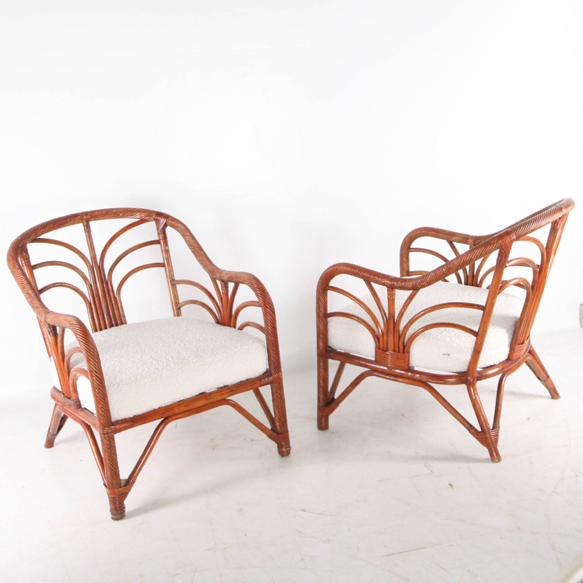 Pair of rattan armchairs