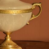 Alabaster and brass bonbonnière