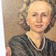Oil portrait on canvas of an elegant vintage woman 50s