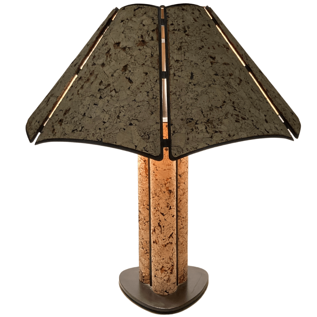 Large Cork and Black Metal Table Lamp, Germany, 1970s