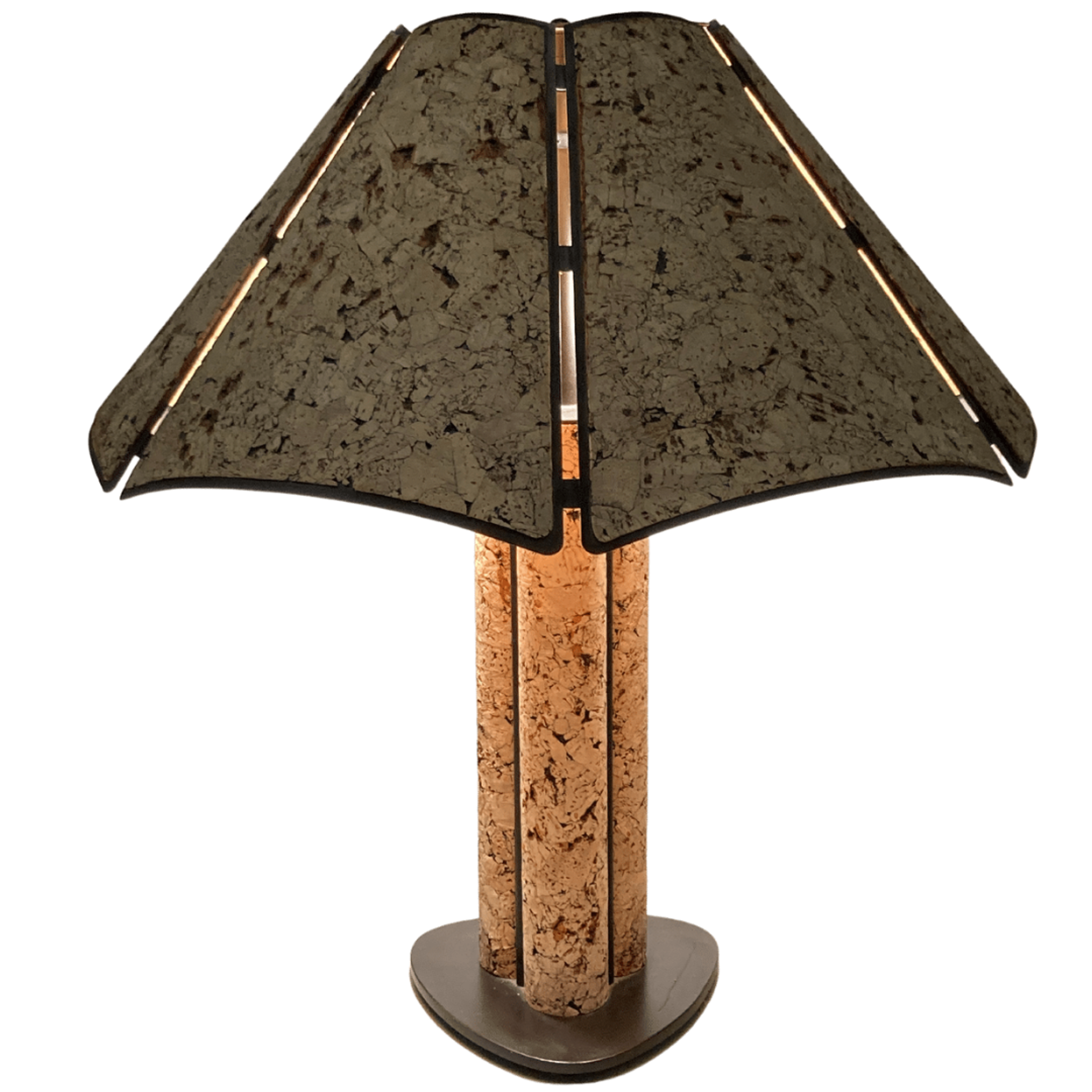 Large Cork and Black Metal Table Lamp, Germany, 1970s