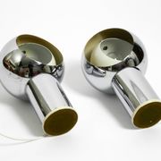 Pair of large Mid Century Space Age chrome table lamps - Made in Italy