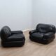 Pair of Mobil Girgi Sapporo armchairs black leather Italy 1970s