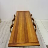 Table et chaises en noyer par Antonio Virgilio pour Bernini Italie années 1970