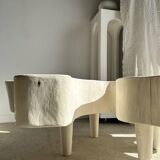 Very large whitewashed mango coffee table with an organic top D:140cm