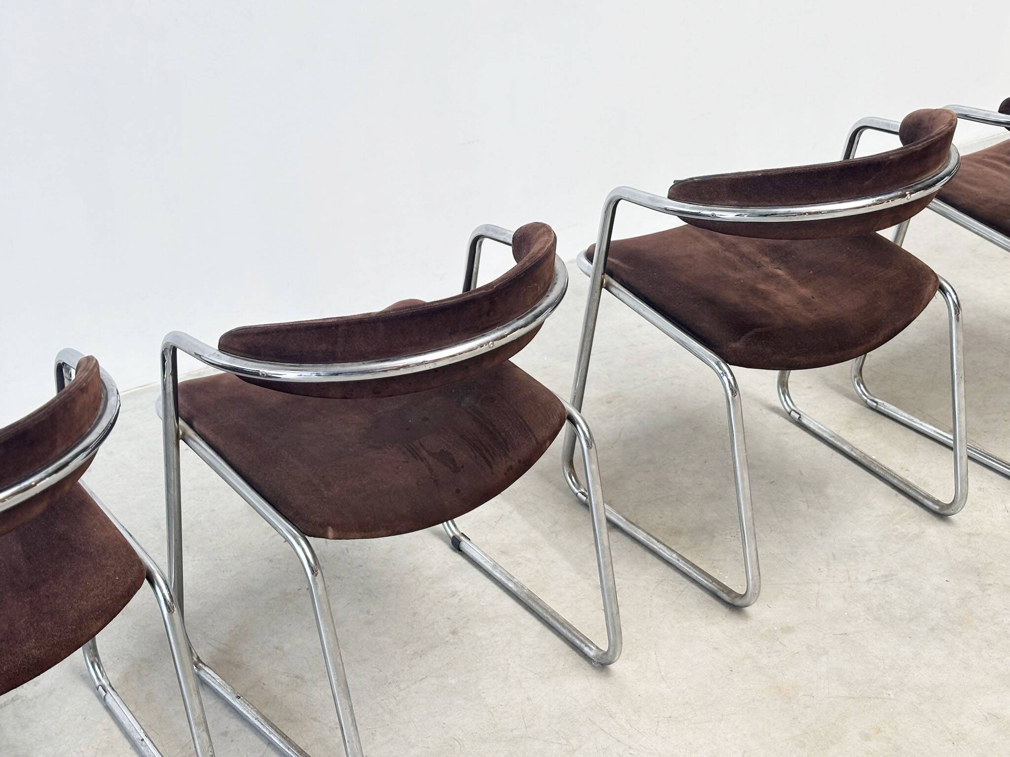 Chaises de salle à manger chromées italiennes