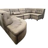 Vintage modular corner sofa in leather, 7 pieces