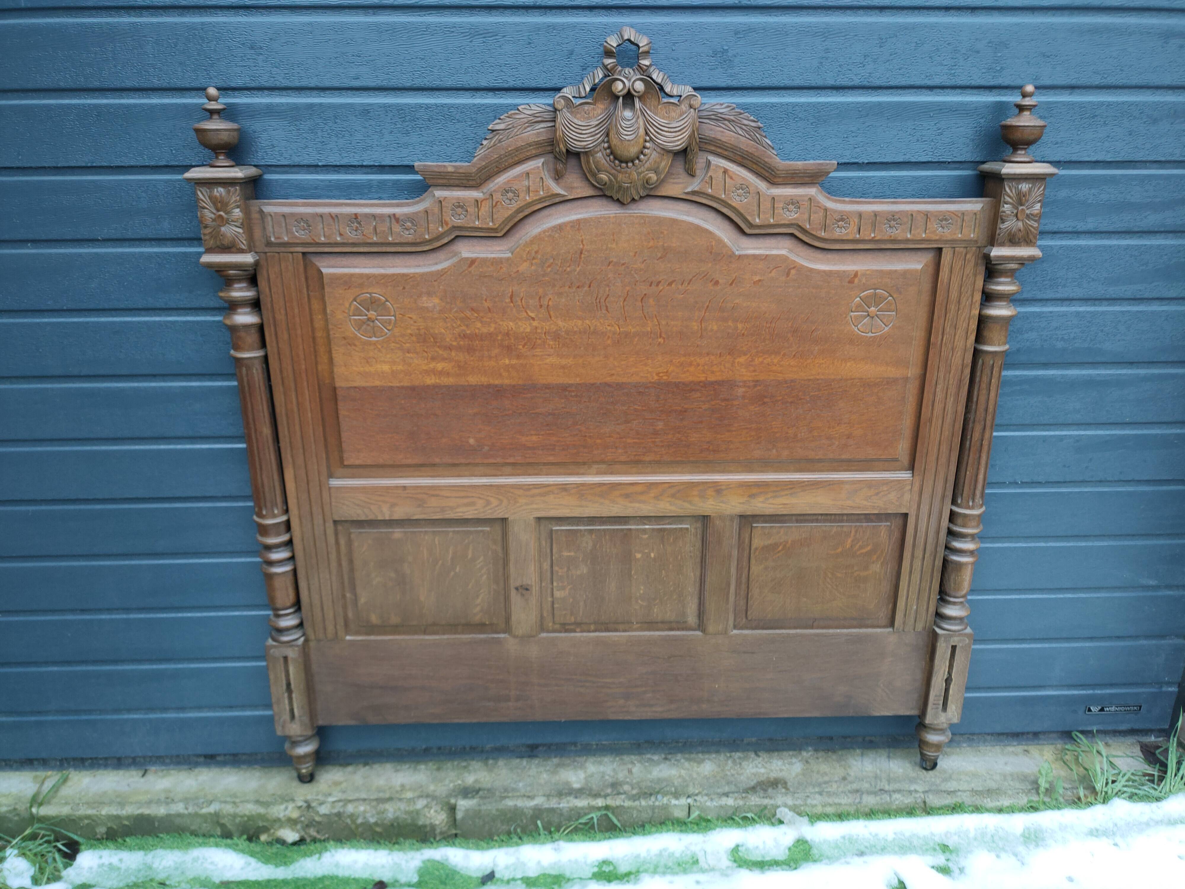 Antique headboard in solid oak