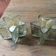 Pair of mercurized glass candle holders in the shape of stars