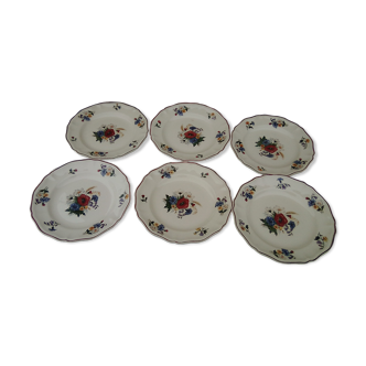 6 flat plates in Sarreguemines earthenware model Agreste diam 24.5 cm