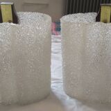 Pair of Scandinavian teak and perspex wall lights