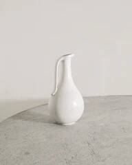 White Swedish Mid Century Ceramic Pitcher by Gunnar Nylund, 1950s