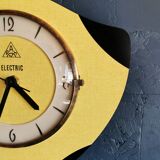 Vintage formica clock silent wall clock 60s "DAM electric yellow black"