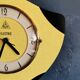 Vintage formica clock silent wall clock 60s "DAM electric yellow black"