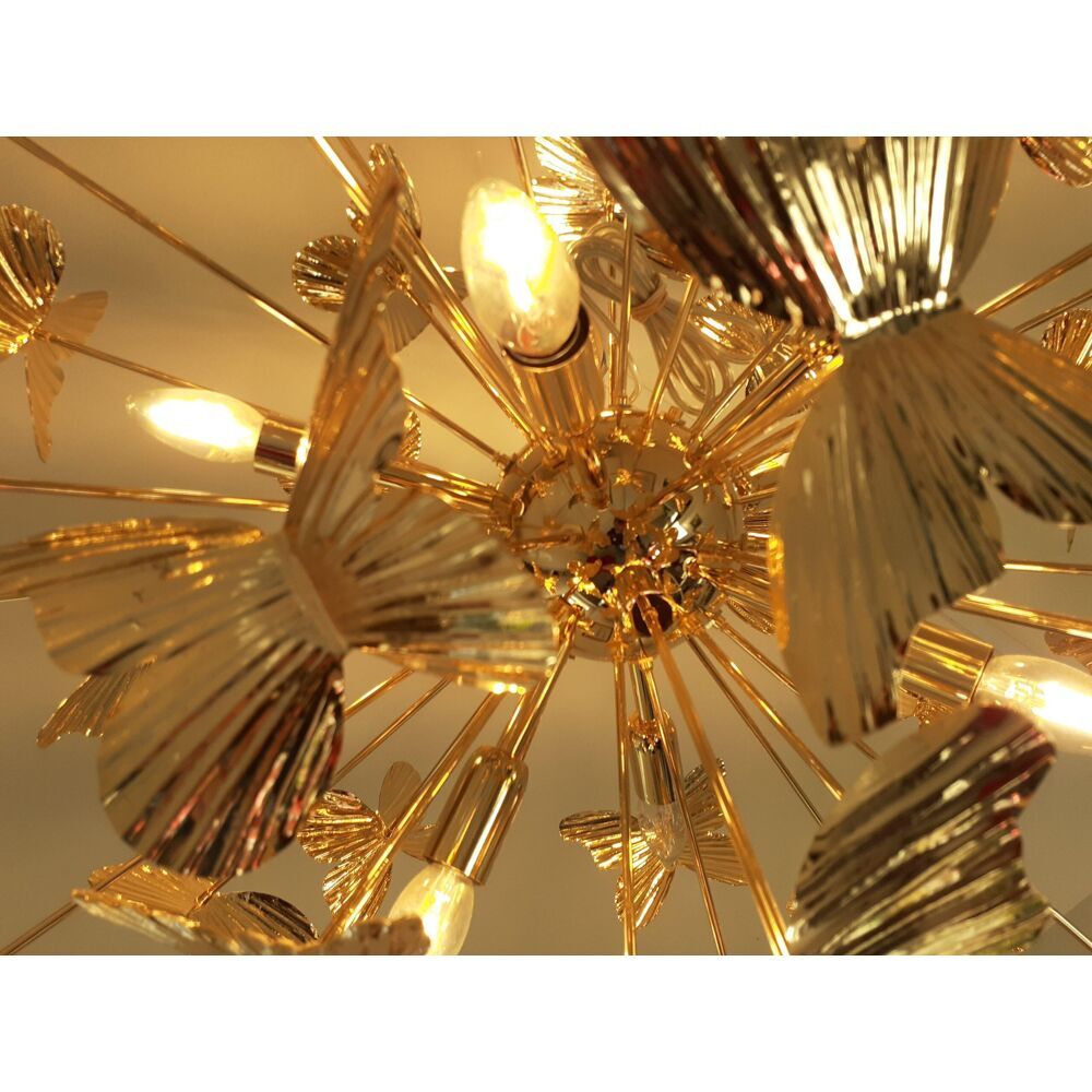 Striped brass chandelier