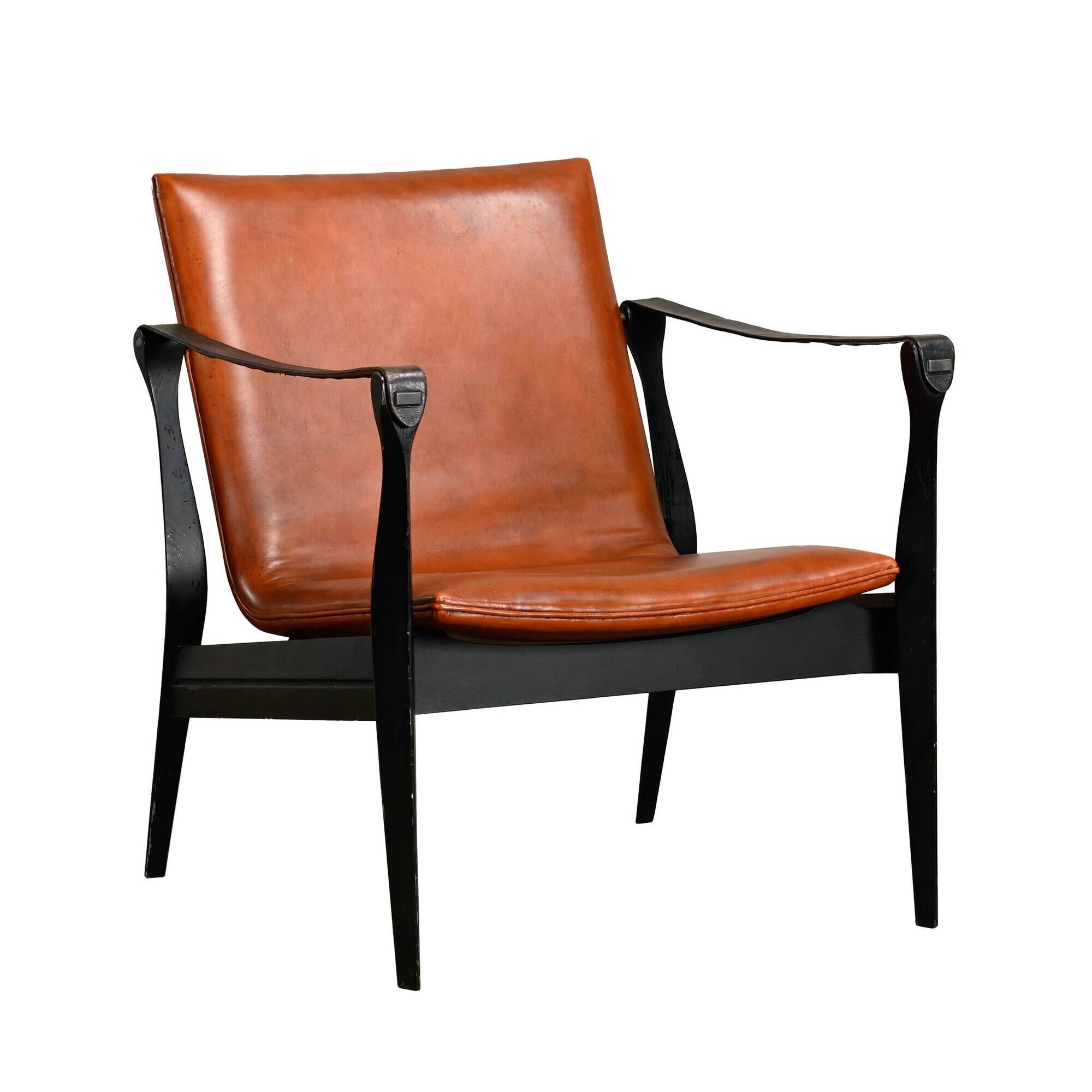 Karen & Ebbe Clemmensen Safari Chair in leather for Fritz Hansen, Denmark