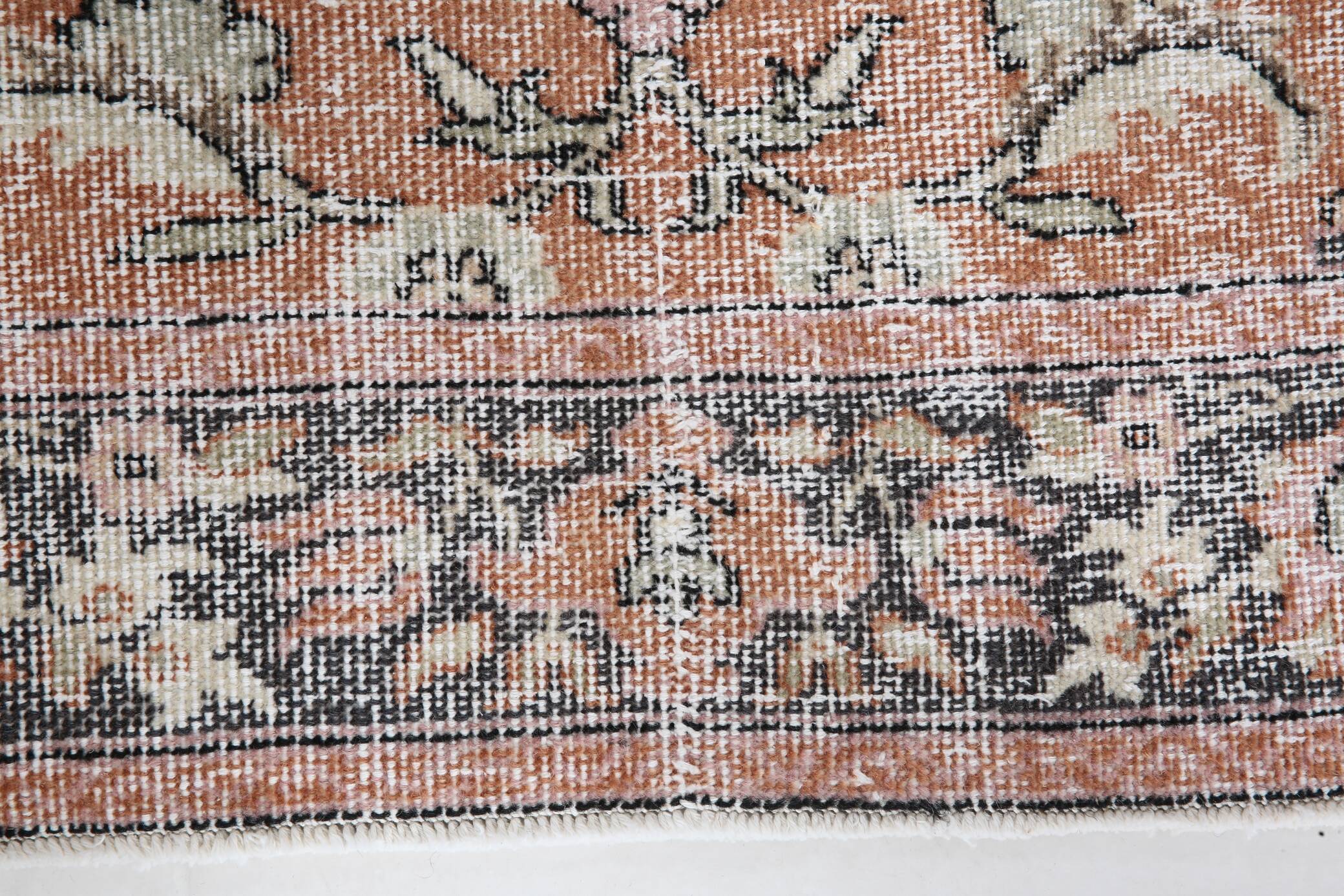 4x7 Antique Brunt Orange Brown Turkish Vintage Rug, 113x202Cm