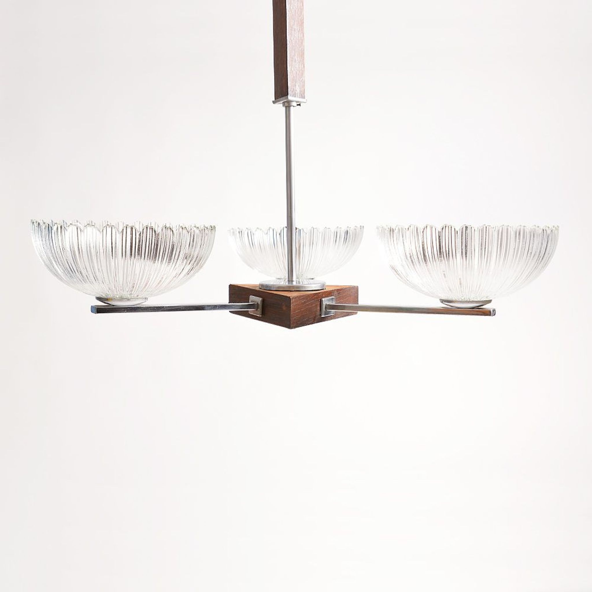 Vintage ceiling light in chrome and glass, Czechoslovakia 1950s