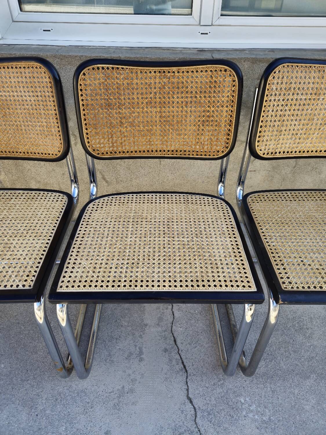 Set of 4 Marcel Breuer chairs model B32 in cane
