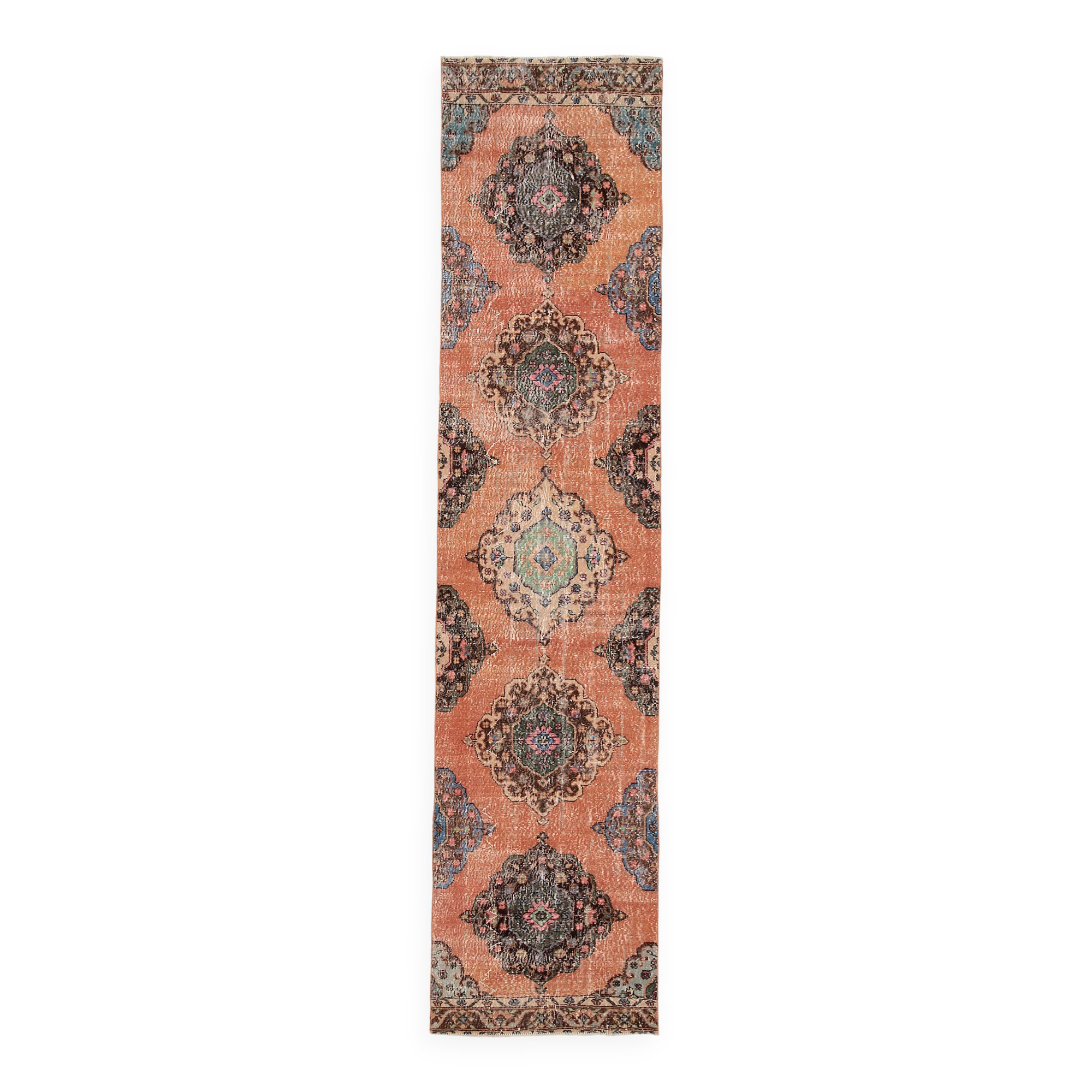 3x12 Oriental Orange Persian Runner Rug, 89x384Cm