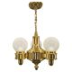 Art Deco Brass and Opaline Glass Chandelier, Czechoslovakia