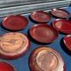 12 Assiettes en céramique sang de bœuf Chinoise des années 1950