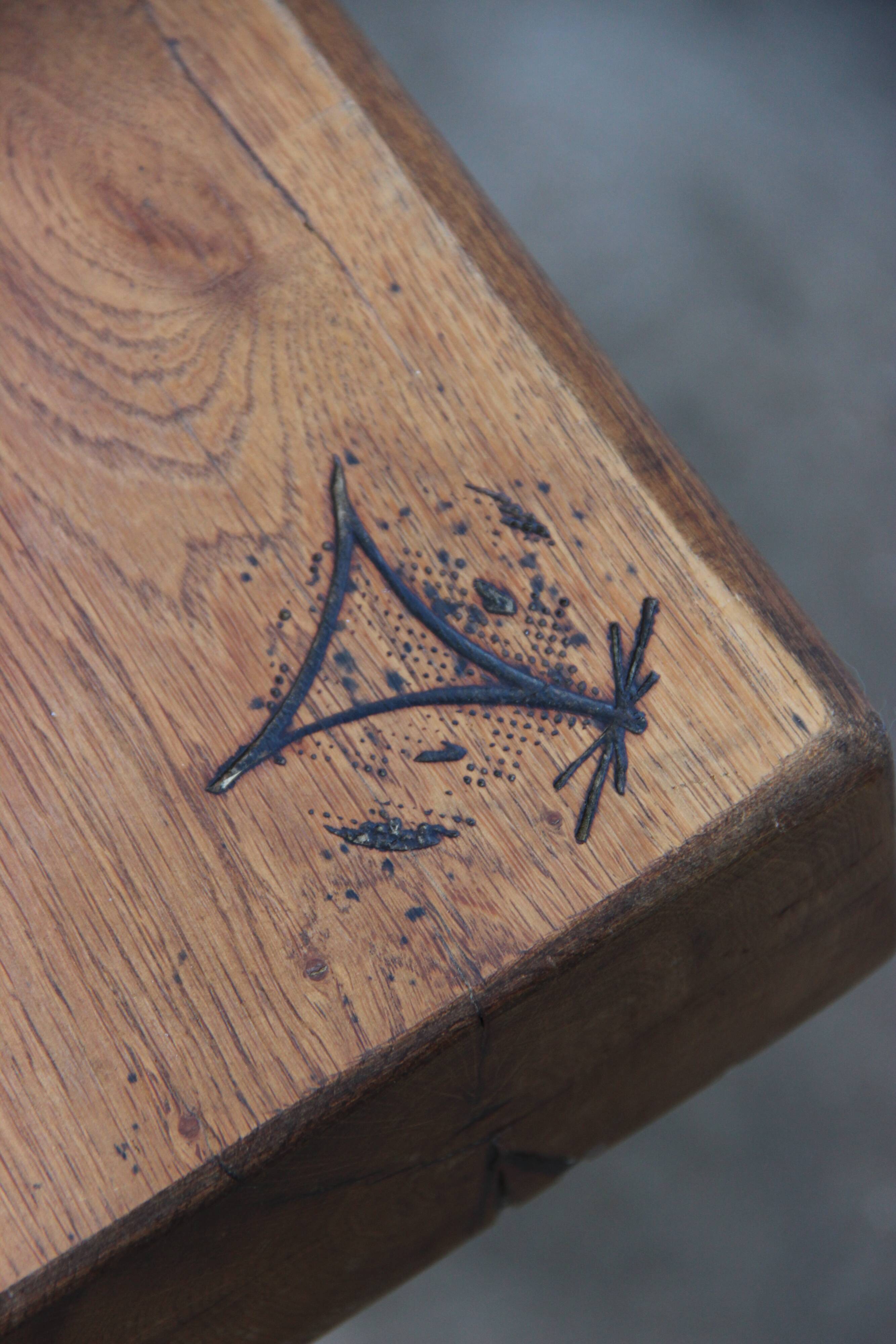 Solid oak table, published by Mobichalet, Belgium, 1950