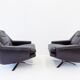 ESA model 802 pair of black leather lounge chairs by Werner Langenfeld