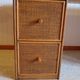 Rare vintage desk Ash and woven rattan - Large top - 6 drawers - Functional desk