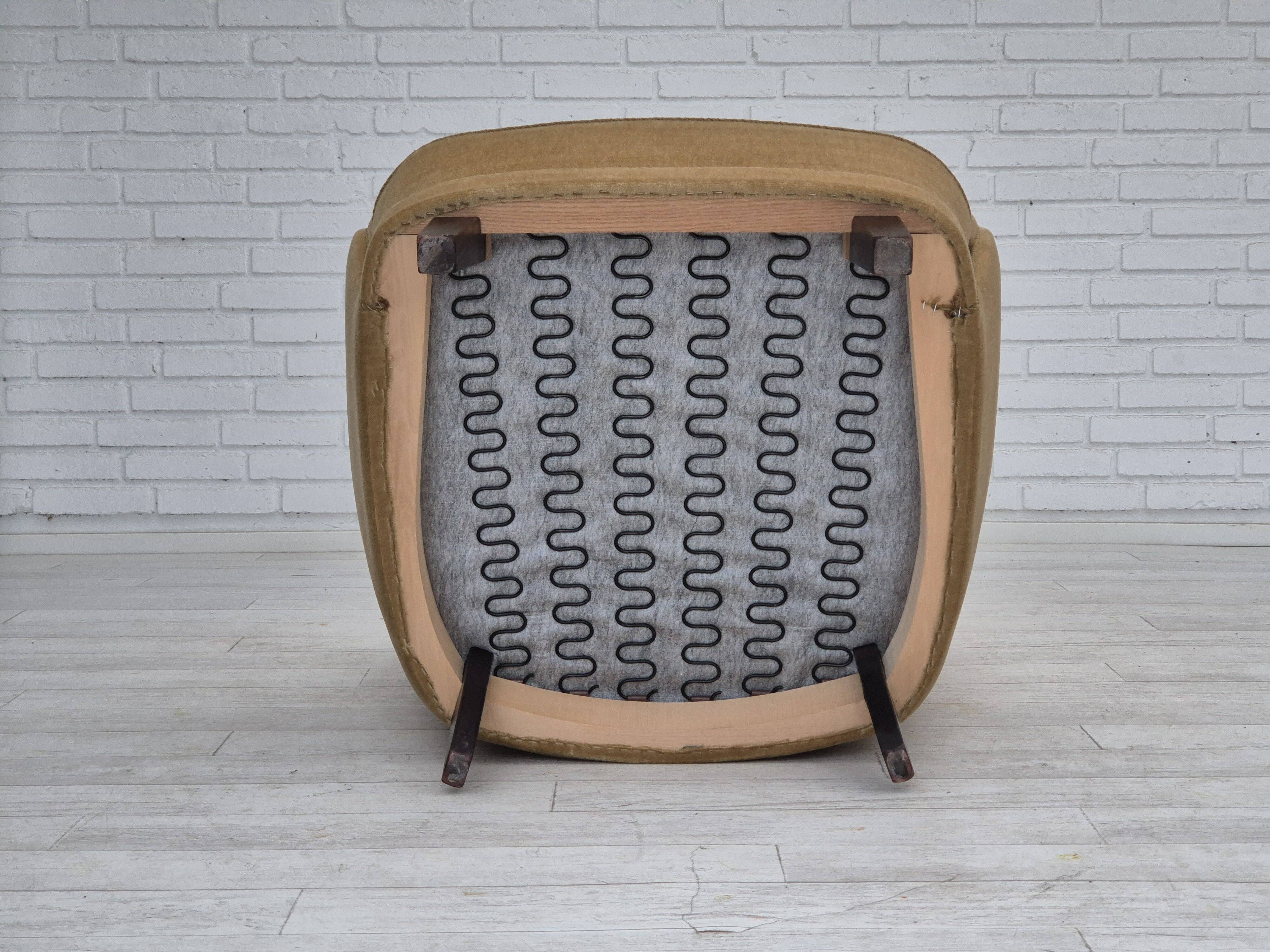 1970s, Danish highback armchair, original condition, furniture velour.