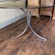 Living room table in smoked glass and vintage metal