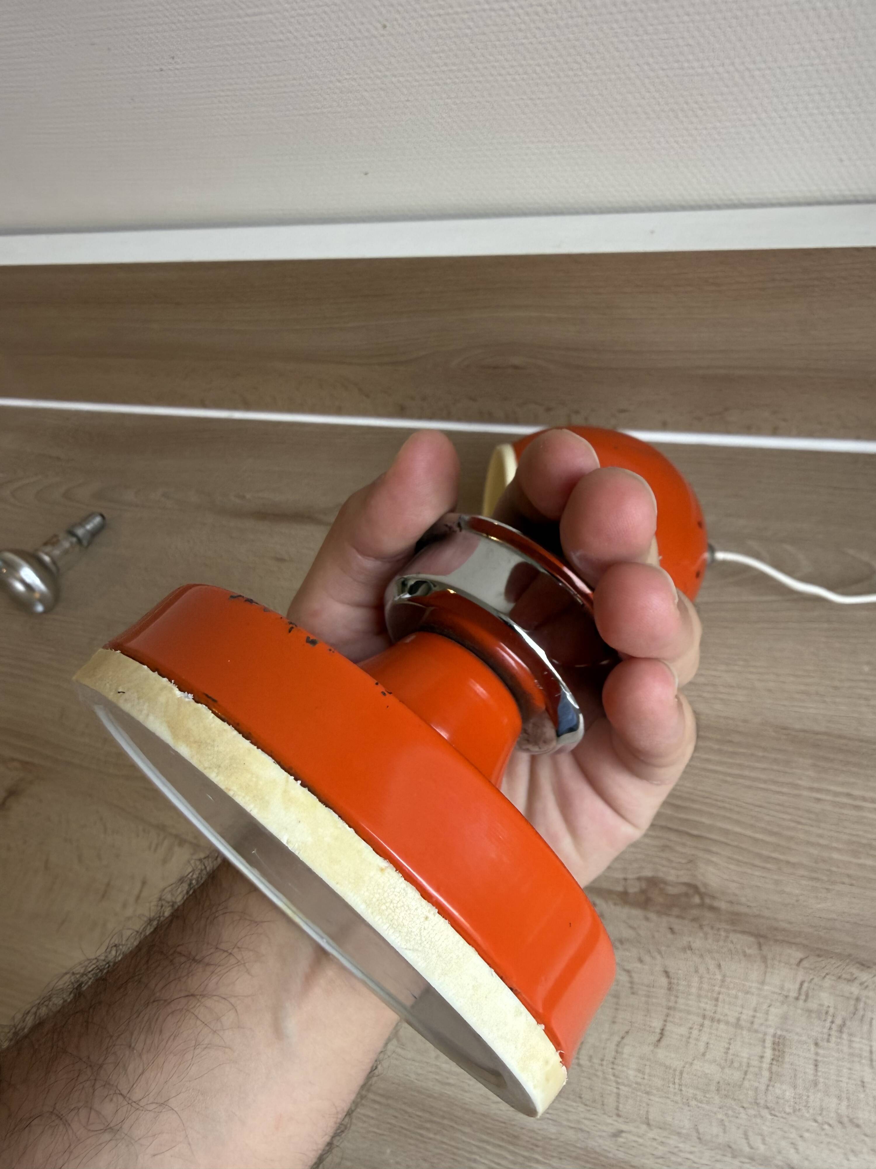 Eyeball Magnet Table Lamp – Orange & Chrome Metal (1970s)