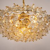 Dazzling chandelier, brass and crystal glass by Kinkeldey, Germany, 1970s.