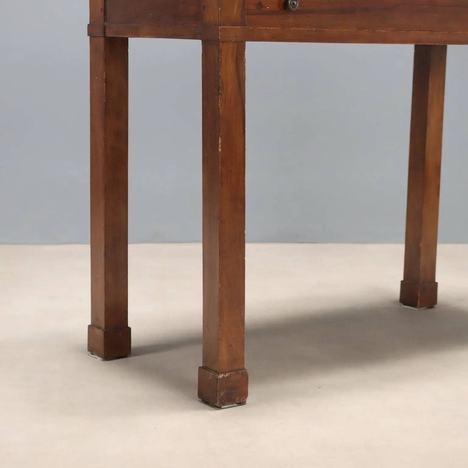 Ancient walnut console empire with drawer, Italy, 19th century.