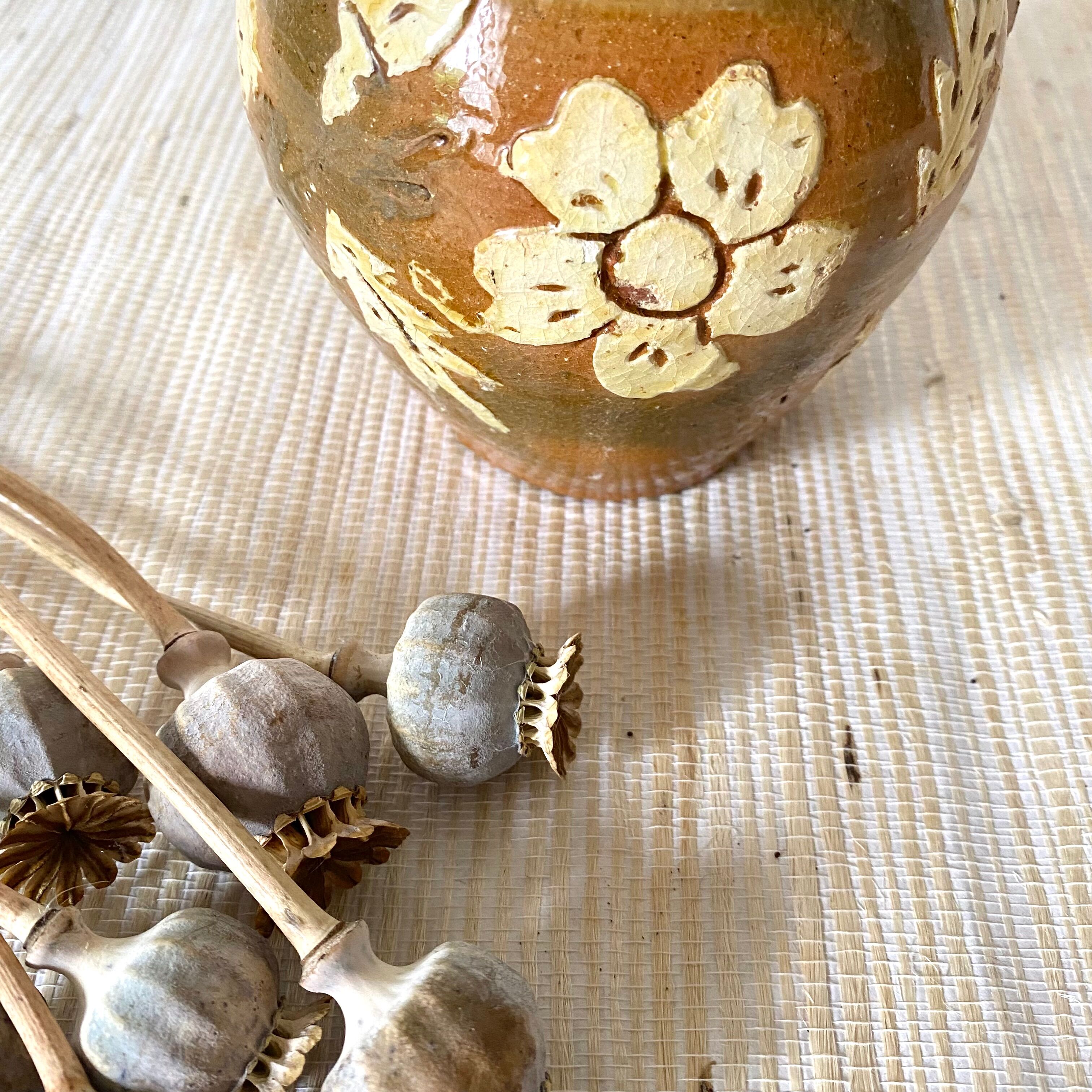 Pitcher jug, flowered pottery